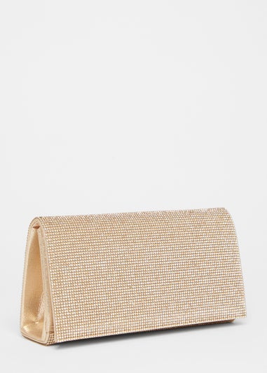 Quiz Gold Diamante Rectangle Clutch