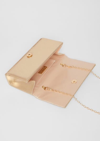 Quiz Gold Diamante Rectangle Clutch