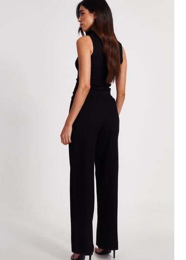 Quiz Black Knit Beaded Trousers