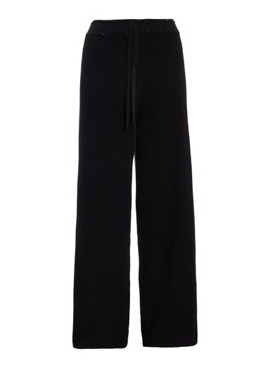 Quiz Black Knit Beaded Trousers