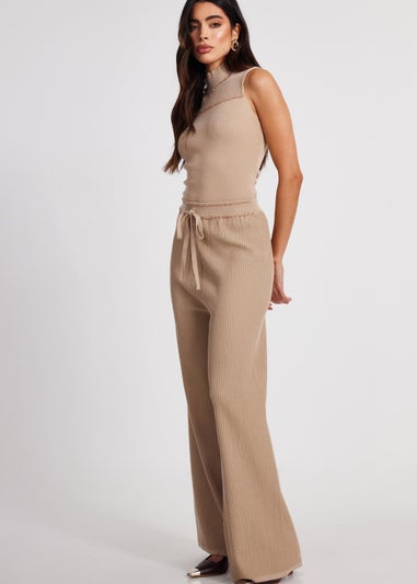 Quiz Stone Knit Beaded Trousers