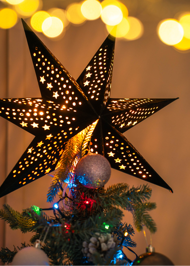 ValueLights Black Velvet Star Light Plug in Wall Light Christmas Tree Topper (45cm x 45cm x 13cm)