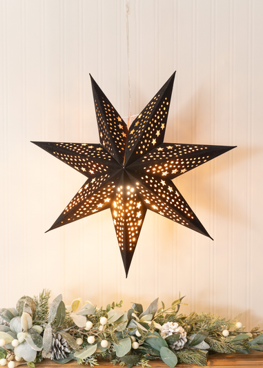 ValueLights Black Velvet Star Light Plug in Wall Light Christmas Tree Topper (45cm x 45cm x 13cm)