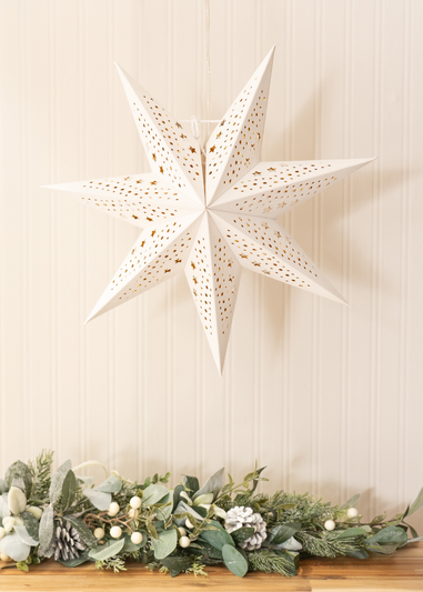 ValueLights White Velvet Star Light Plug in Wall Light Christmas Tree Topper (45cm x 45cm x 13cm)