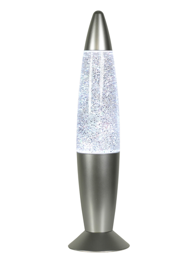 ValueLights Rizzo Colour Changing LED Silver Glitter Lamp (35cm x 9cm x 9cm)