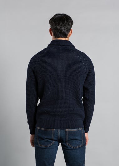 Tokyo Laundry Navy Shawl Neck Waffle Knit Cardigan