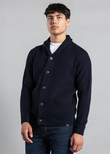 Tokyo Laundry Navy Shawl Neck Waffle Knit Cardigan