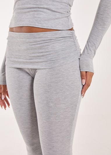 Pink Vanilla Grey Fold Over Waist Lounge Flares