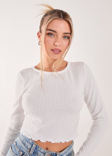 Pink Vanilla Ivory Zig Zag Jersey Long Sleeve Top