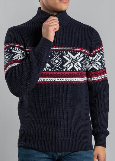 Tokyo Laundry Navy Festive Jacquard Knit Fairisle Jumper