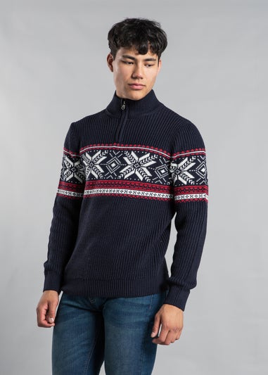 Tokyo Laundry Navy Festive Jacquard Knit Fairisle Jumper