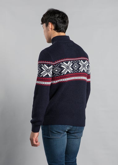 Tokyo Laundry Navy Festive Jacquard Knit Fairisle Jumper
