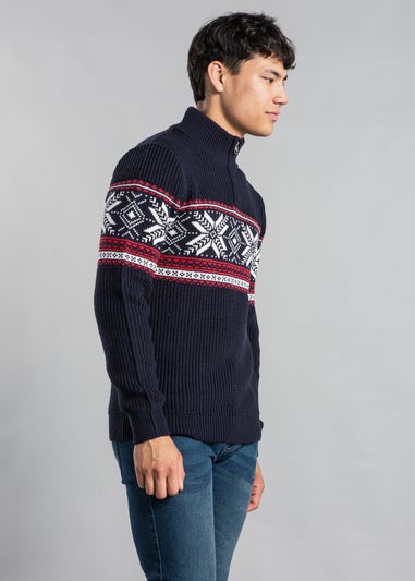Tokyo Laundry Navy Festive Jacquard Knit Fairisle Jumper
