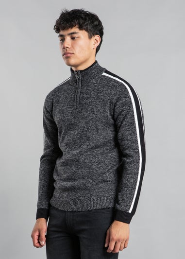 Tokyo Laundry Black Funnel Neck Jumper with Contrast Sleeve