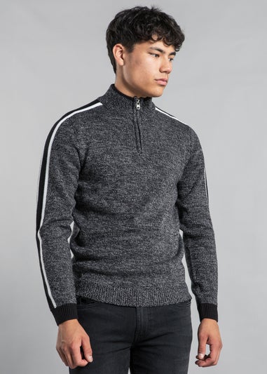 Tokyo Laundry Black Funnel Neck Jumper with Contrast Sleeve