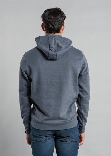 Tokyo Laundry Dark Grey Raised Rubber Print Hoody with Drawcord