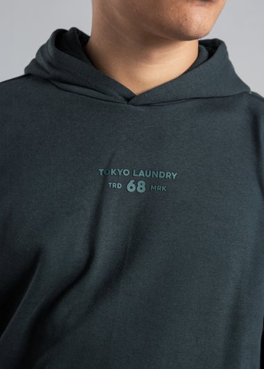 Tokyo Laundry Dark Green Cotton Blend Kangaroo Pocket Hoody