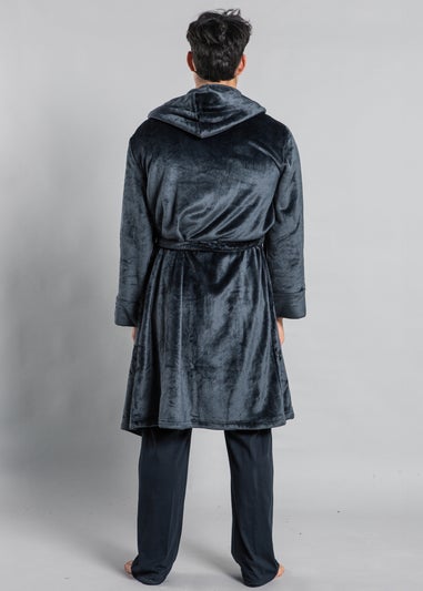 Tokyo Laundry Black Plush Dressing Gown with Hood