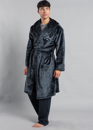 Tokyo Laundry Black Plush Dressing Gown with Hood