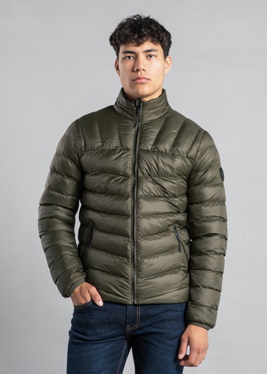 Tokyo Laundry Khaki Padded Funnel Neck Full Zip Jacket