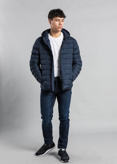 Tokyo Laundry Navy Padded Hooded Jacket with Full Zip