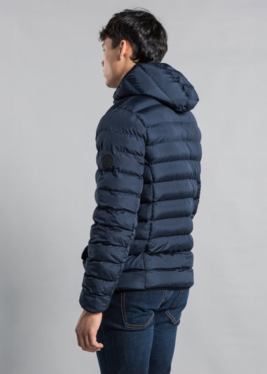 Tokyo Laundry Navy Padded Hooded Jacket with Full Zip