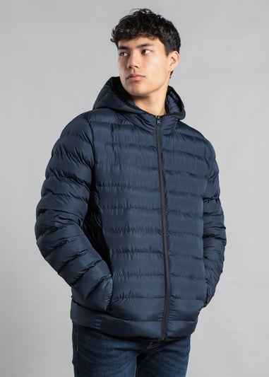 Tokyo Laundry Navy Padded Hooded Jacket with Full Zip