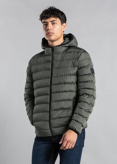 Tokyo Laundry Khaki Padded Hooded Jacket with Full Zip