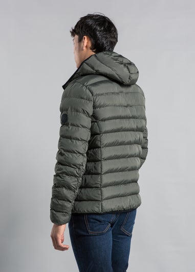 Tokyo Laundry Khaki Padded Hooded Jacket with Full Zip