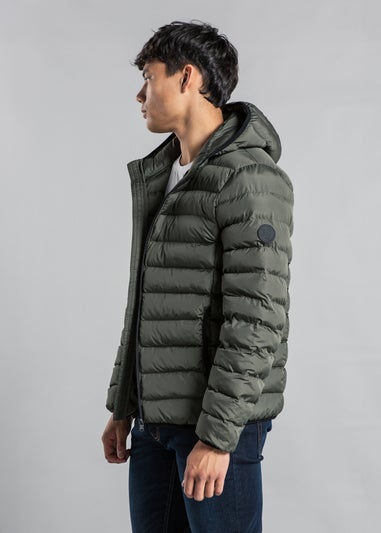 Tokyo Laundry Khaki Padded Hooded Jacket with Full Zip