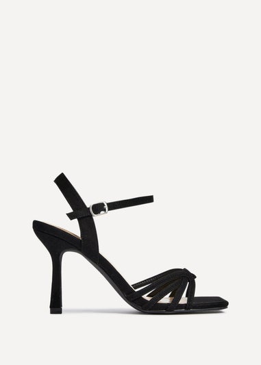 Linzi Helena Wide Fit Black Suede Heeled Sandals