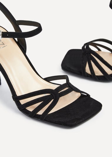 Linzi Helena Wide Fit Black Suede Heeled Sandals