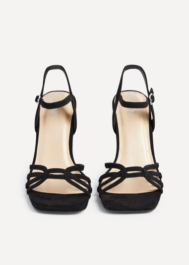 Linzi Helena Wide Fit Black Suede Heeled Sandals