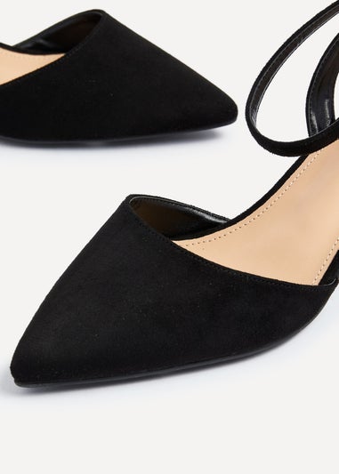 Linzi Suzy Wide Fit Black Faux Suede Court Heel