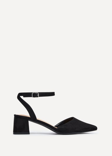 Linzi Suzy Wide Fit Black Faux Suede Court Heel