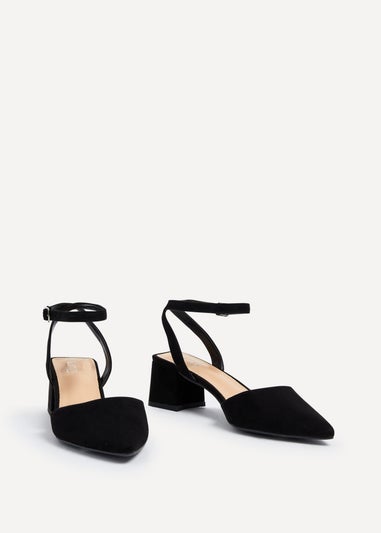 Linzi Suzy Wide Fit Black Faux Suede Court Heel