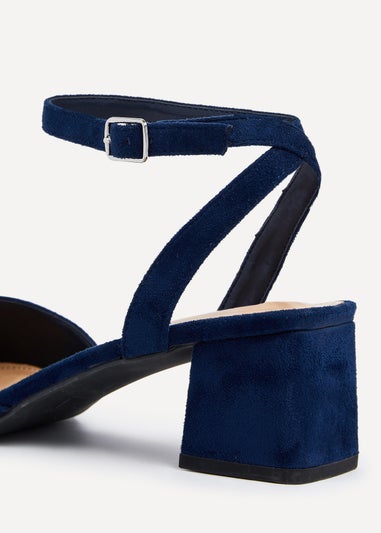 Linzi Suzy Wide Fit Navy Faux Suede Court Heel