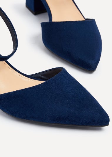 Linzi Suzy Wide Fit Navy Faux Suede Court Heel