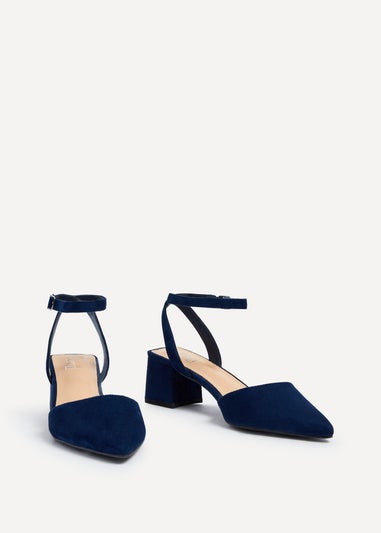 Linzi Suzy Wide Fit Navy Faux Suede Court Heel