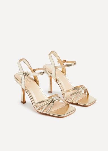 Linzi Helena Wide Fit Gold Faux Leather Heeled Sandals