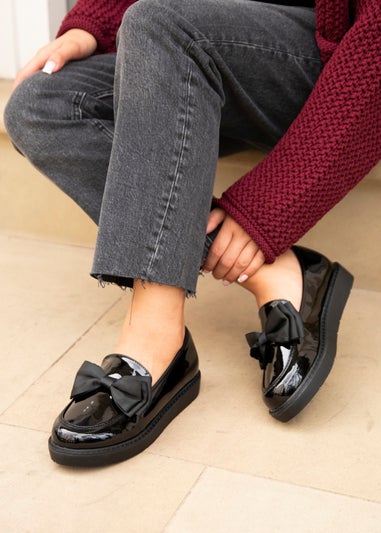 Linzi Kailey Wide Fit Black Patent Loafer