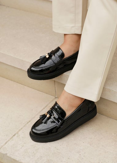 Linzi Naomi Wide Fit Black Patent Loafer