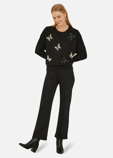 Yumi Black Sequin Butterfly Jumper