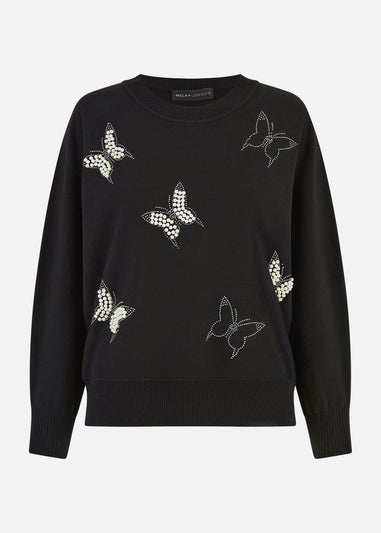 Yumi Black Sequin Butterfly Jumper