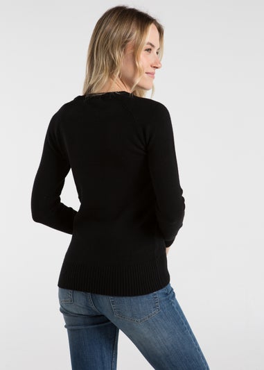 French Connection Black Cosy Soft Touch Crew Neck Raglan Jumper