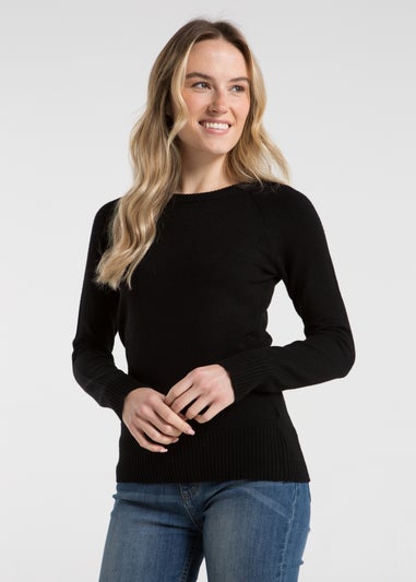 French Connection Black Cosy Soft Touch Crew Neck Raglan Jumper