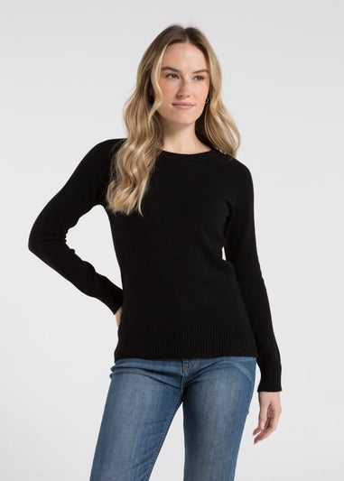 French Connection Black Cosy Soft Touch Crew Neck Raglan Jumper