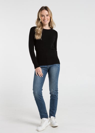 French Connection Black Cosy Soft Touch Crew Neck Raglan Jumper