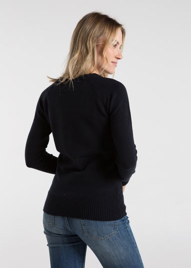 French Connection Navy Cosy Soft Touch Crew Neck Raglan Jumper