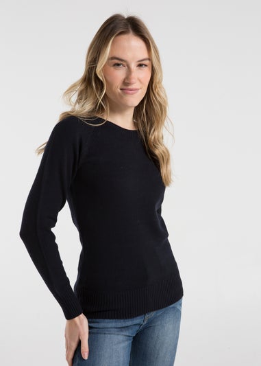 French Connection Navy Cosy Soft Touch Crew Neck Raglan Jumper